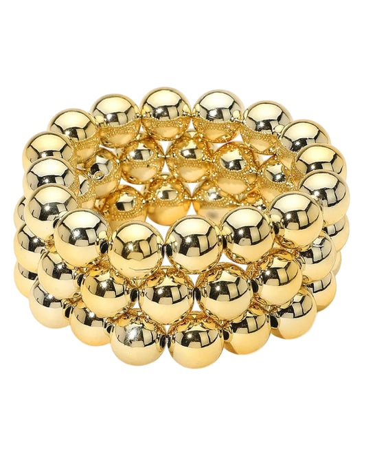 Metal Ball Beaded Stretch Multi Layered Bracelet Set