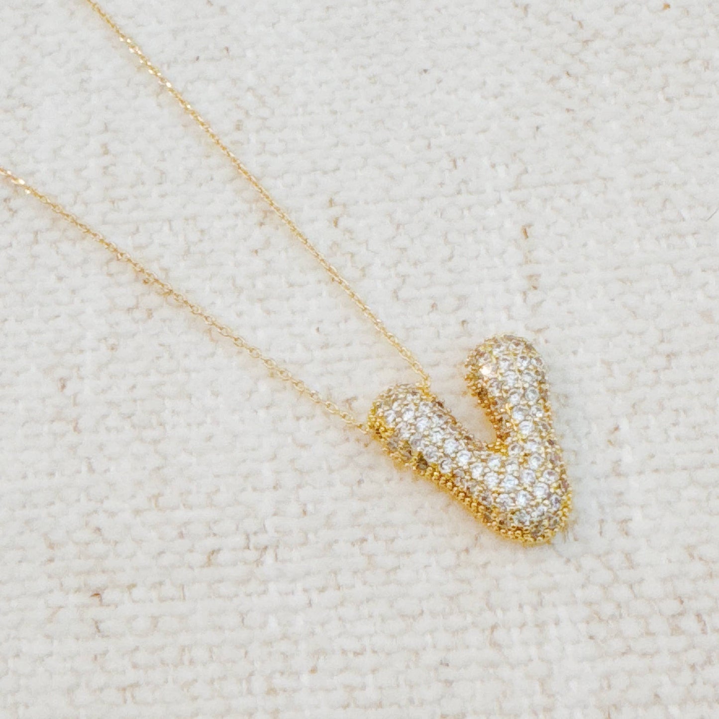 Crystal Puffy Initial Necklace