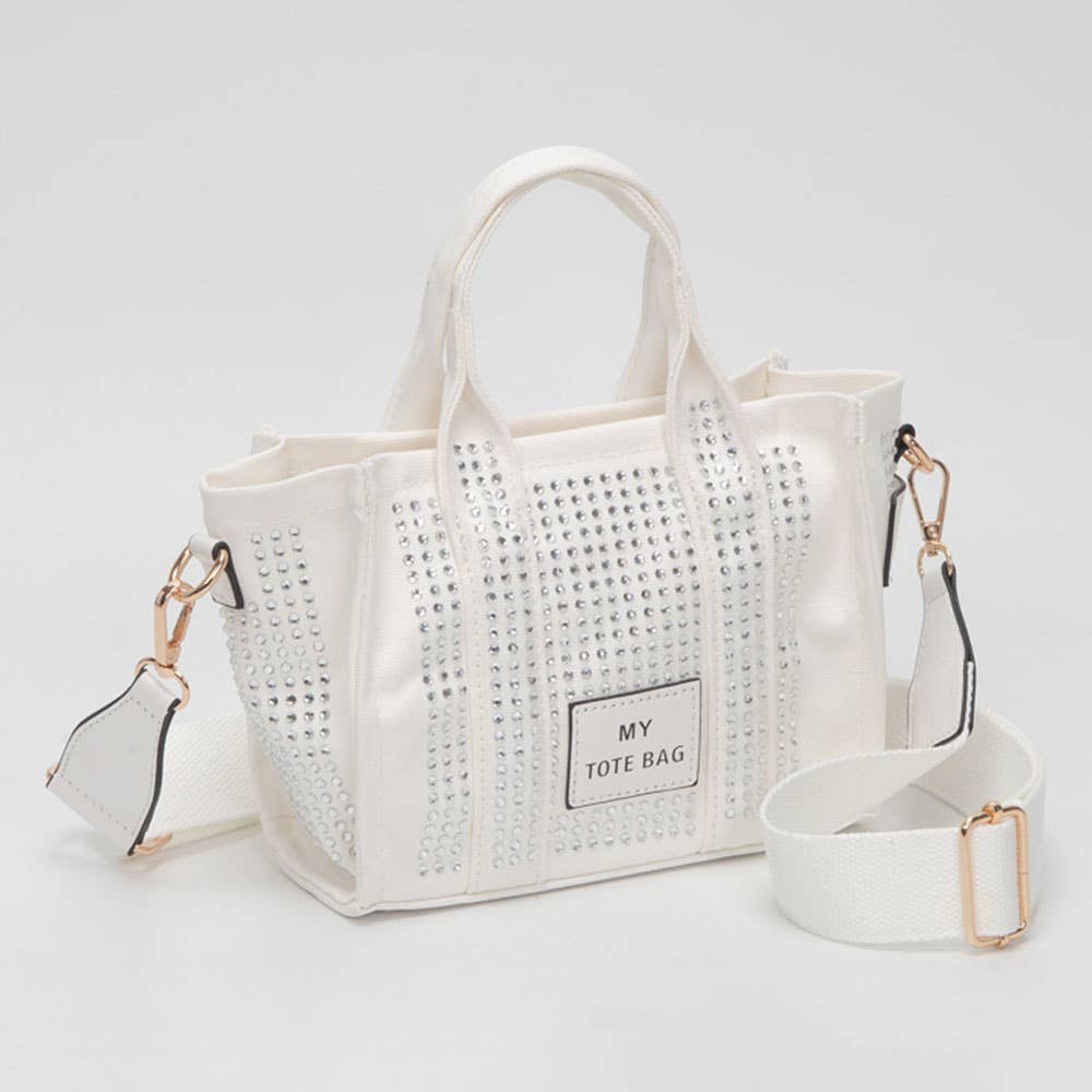 Rhinestone Studded Top Handle Crossbody Bag