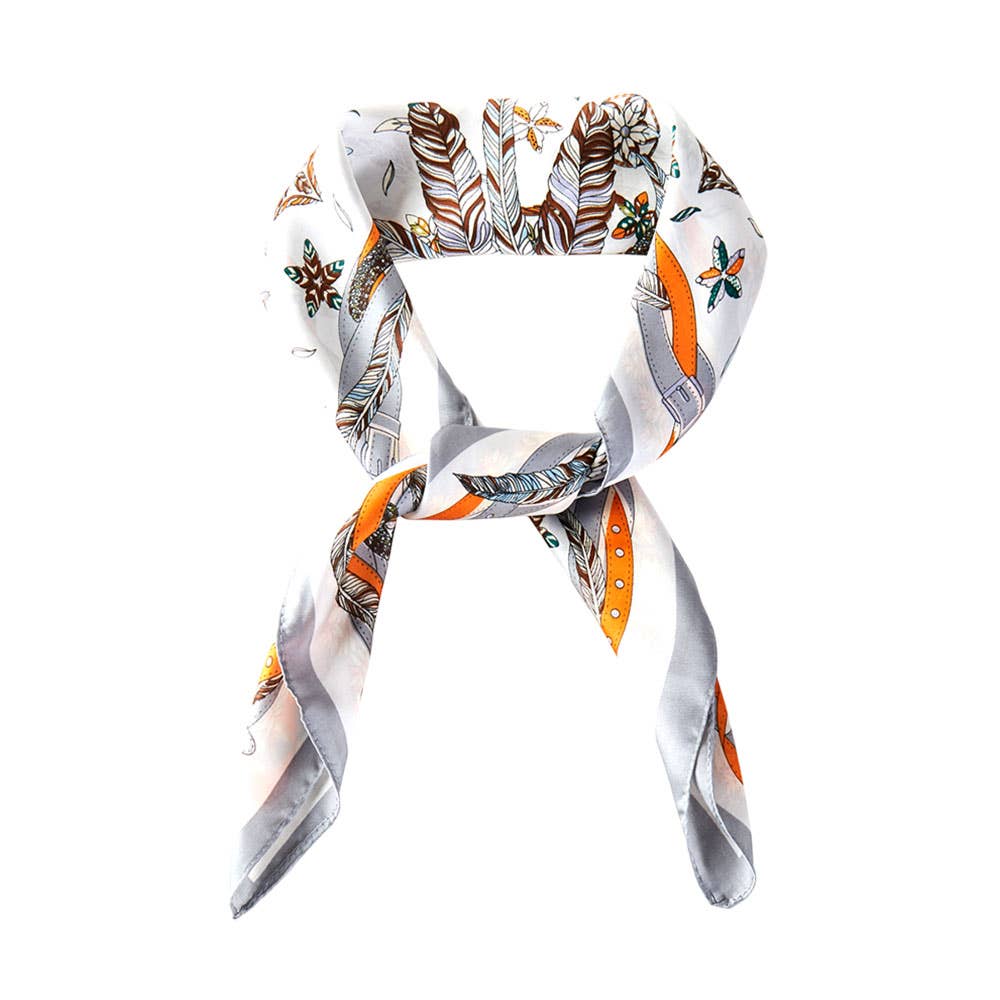 Flower Printed Silky Bandana Scarf