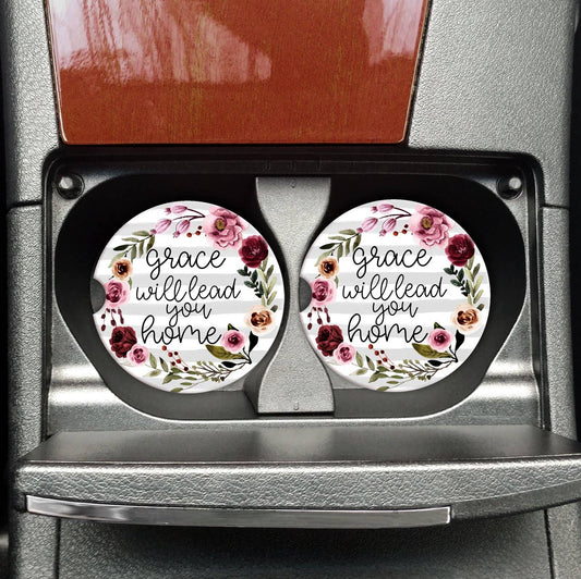 Grace Will Lead You Home Car Coasters