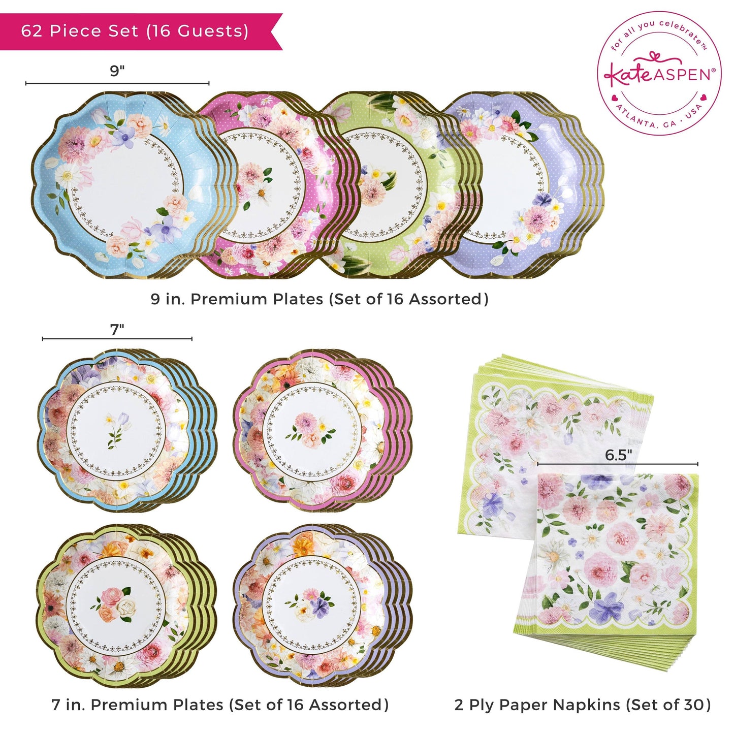Tea Time Party 16 Guests Party Tableware Set