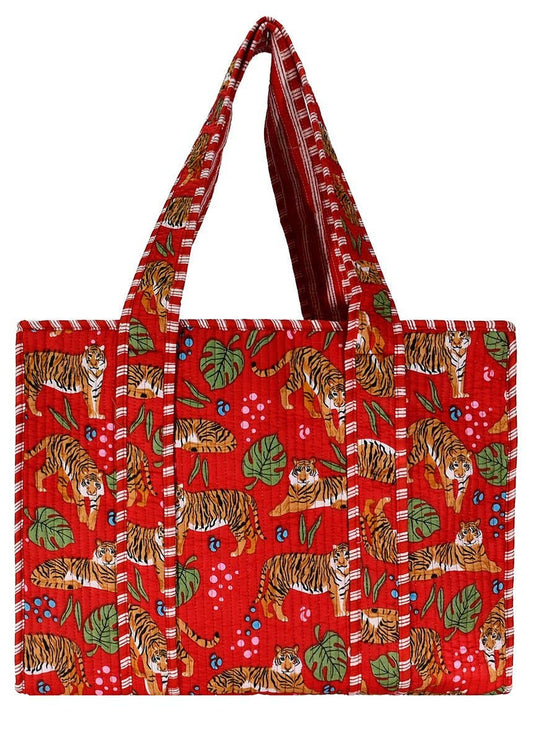 Cotton Block Print Tote Bag- Small & Large