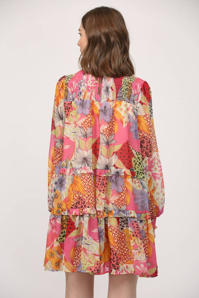 Printed Chiffon Vibrant Dress