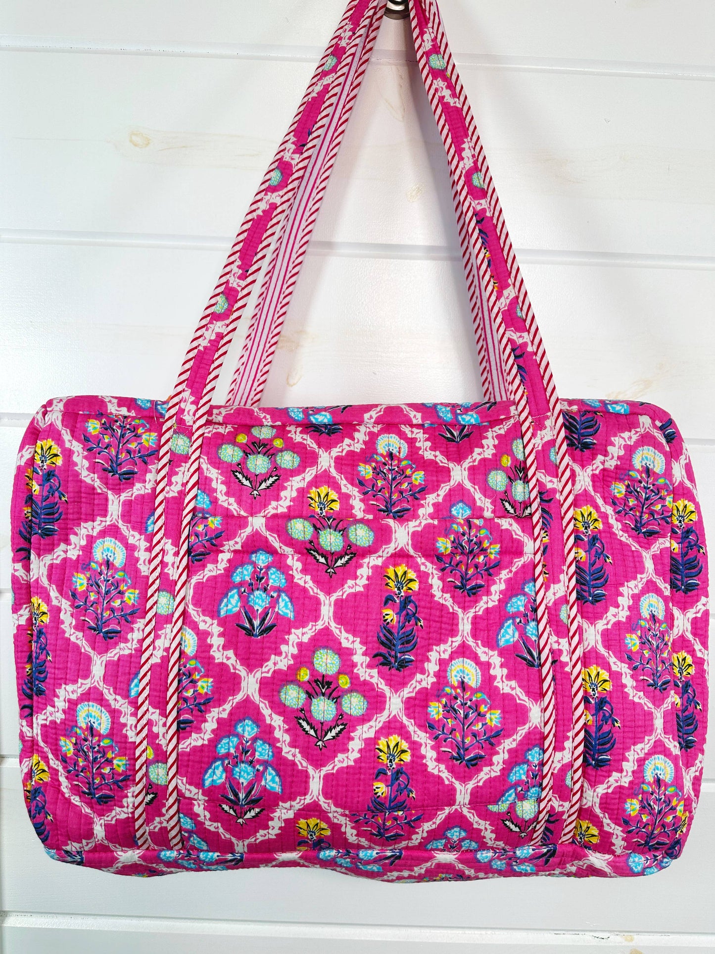 Handmade Quilted Pink Duffle