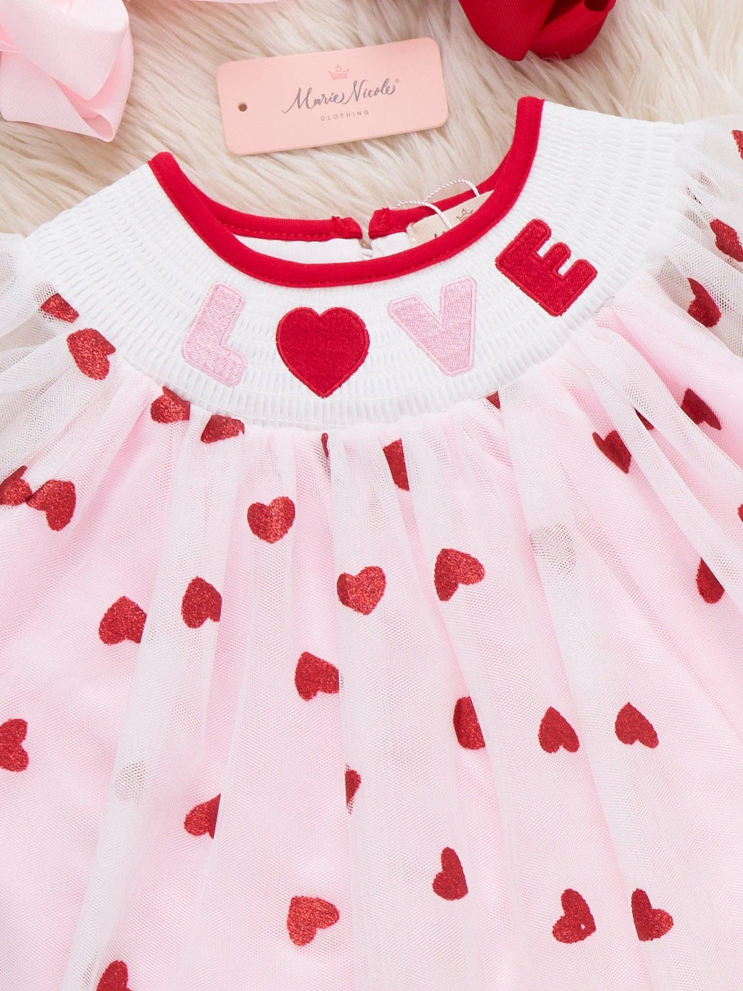 Love Letters Puff Sleeve Smocked Tulle Dress