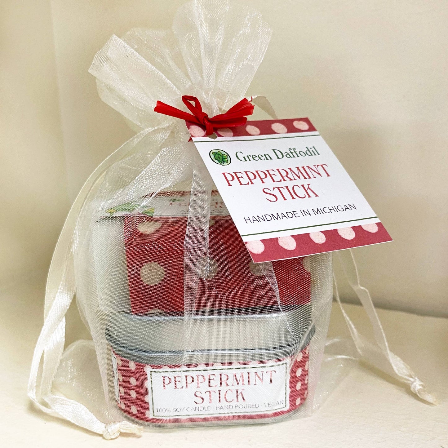 Peppermint Stick Candle & Soap Holiday Gift Set