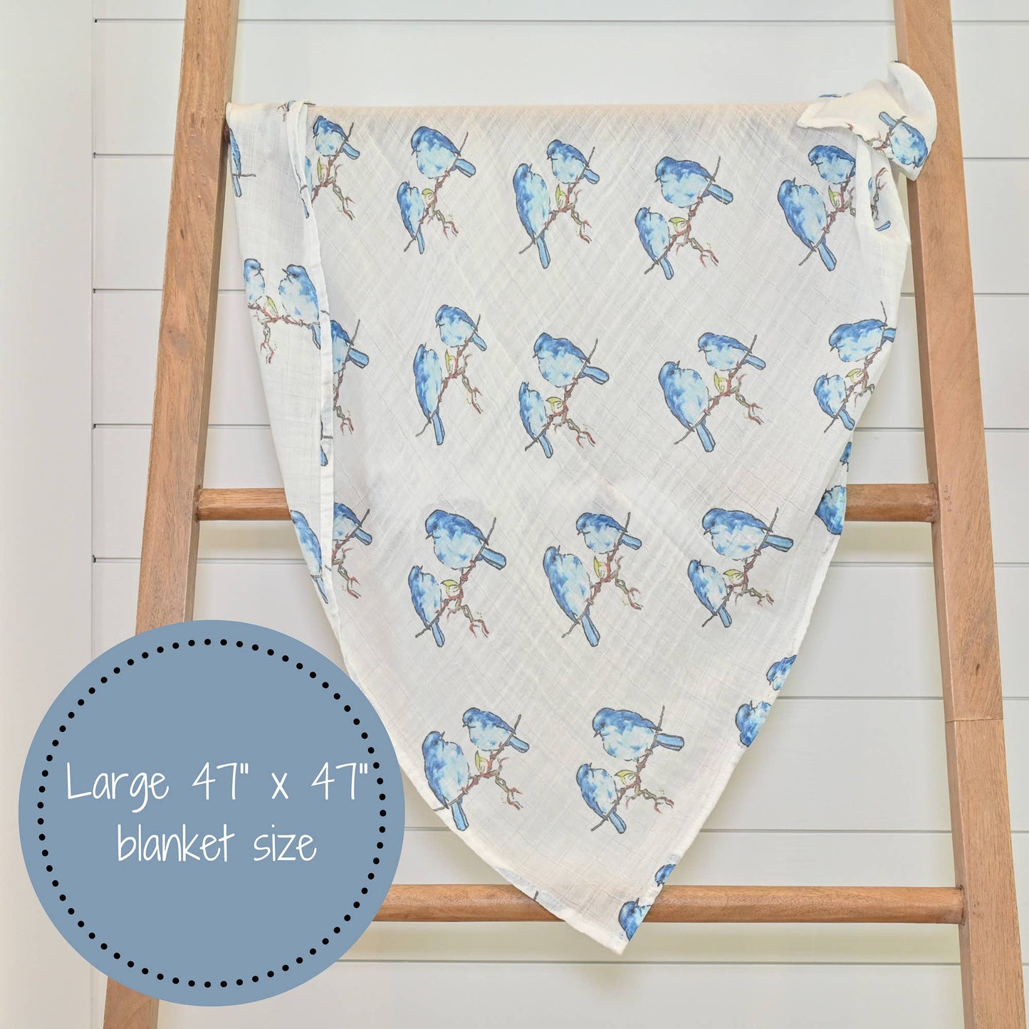 Bluebird Of Happiness Baby Muslin Swaddle Blanket