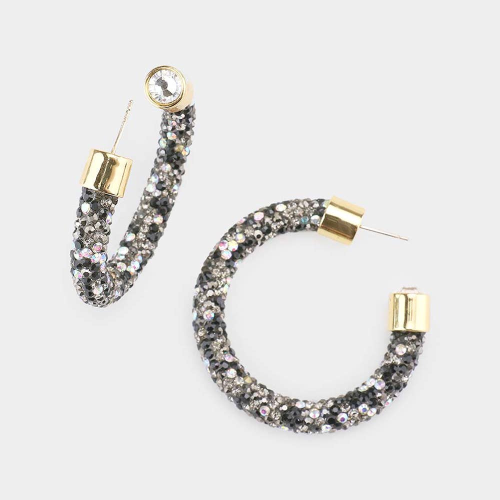 Rhinestone Pave Hoop Earrings