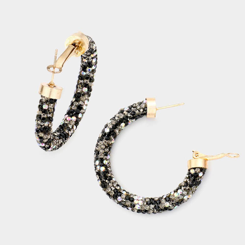 Rhinestone Pave Hoop Earrings