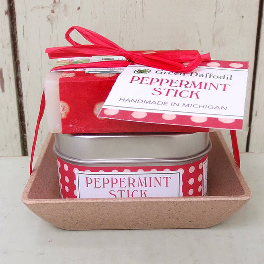 Peppermint Stick Candle & Soap Dish Gift