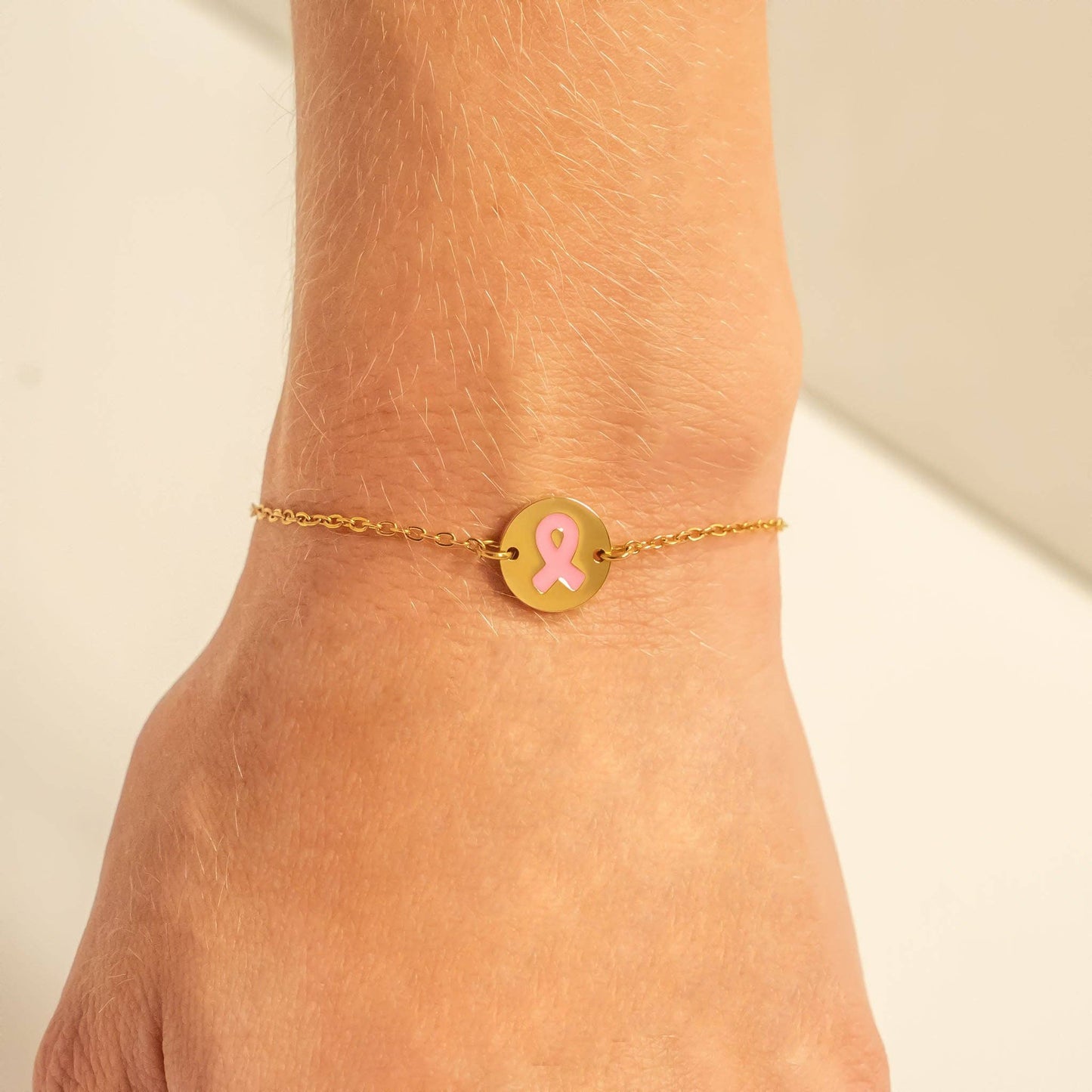 Breast Cancer Awareness Adjustable Circle Bracelet