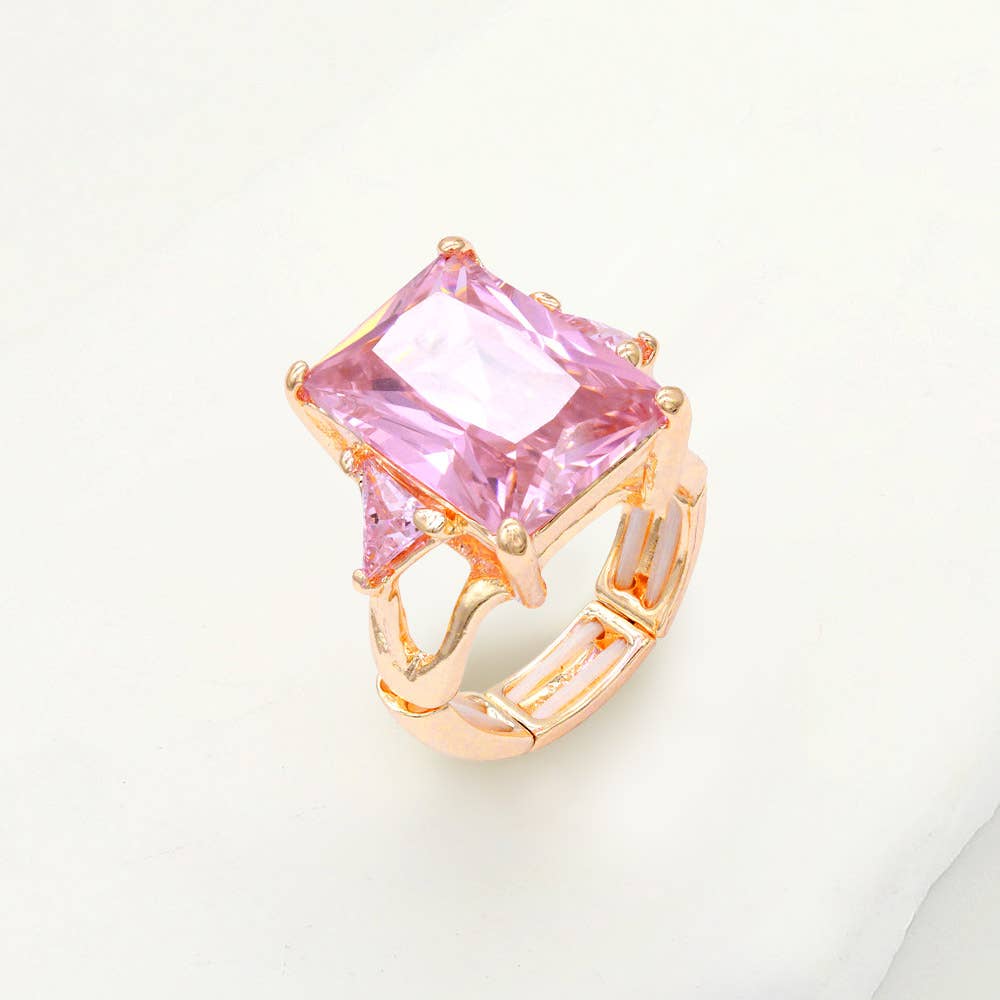 Statement Rectangle Crystal Stretch Ring