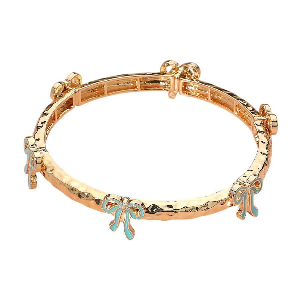 Bow Accent Metal Bar Stretch Bracelet
