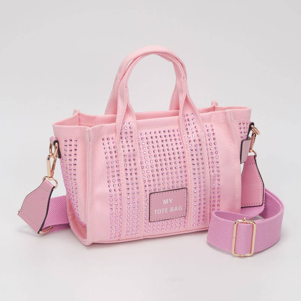 Rhinestone Studded Top Handle Crossbody Bag