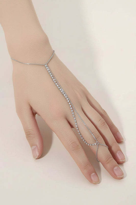 Rhinestone Accent Delicate Hand Chain Bracelet