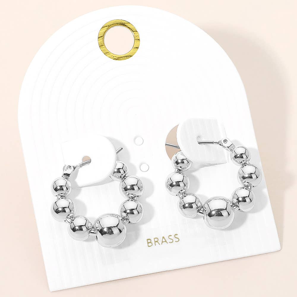 Beaded Pin Catch Hoop Earrings