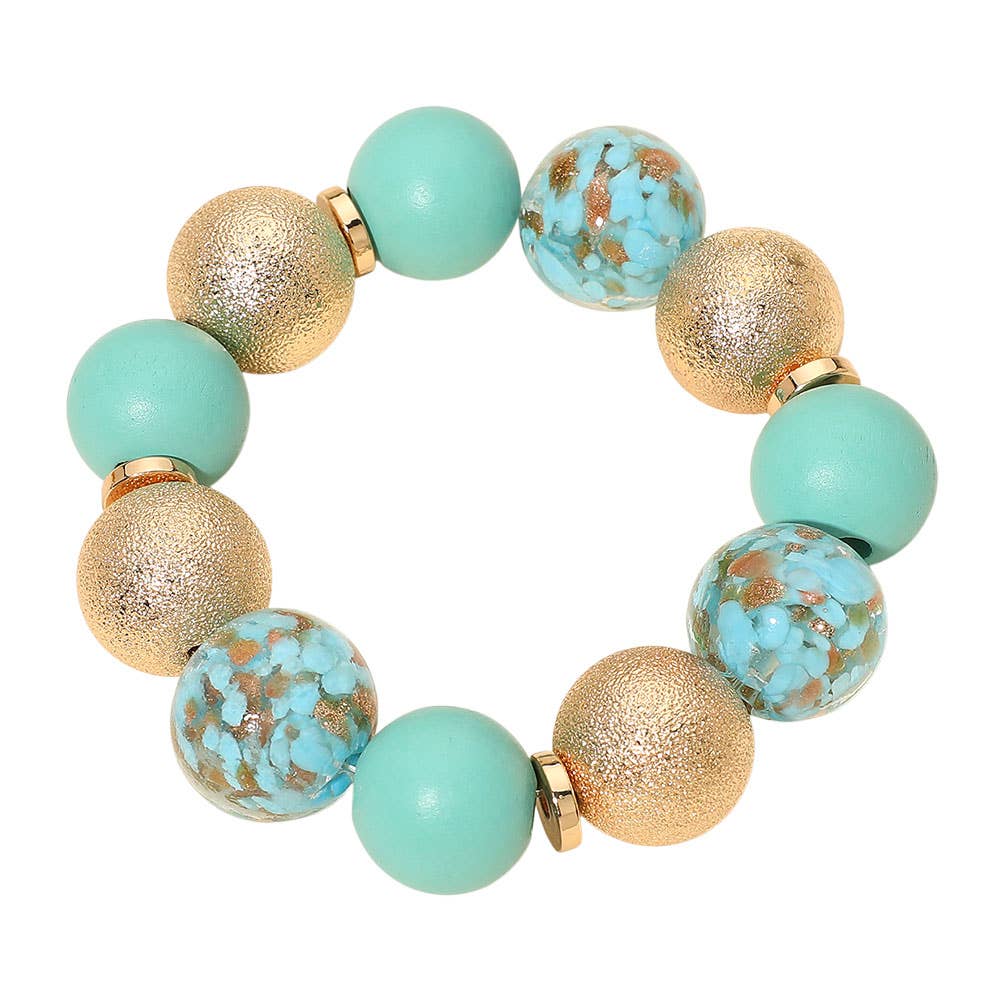 Textured Metal Beaded Stretch Bracelet