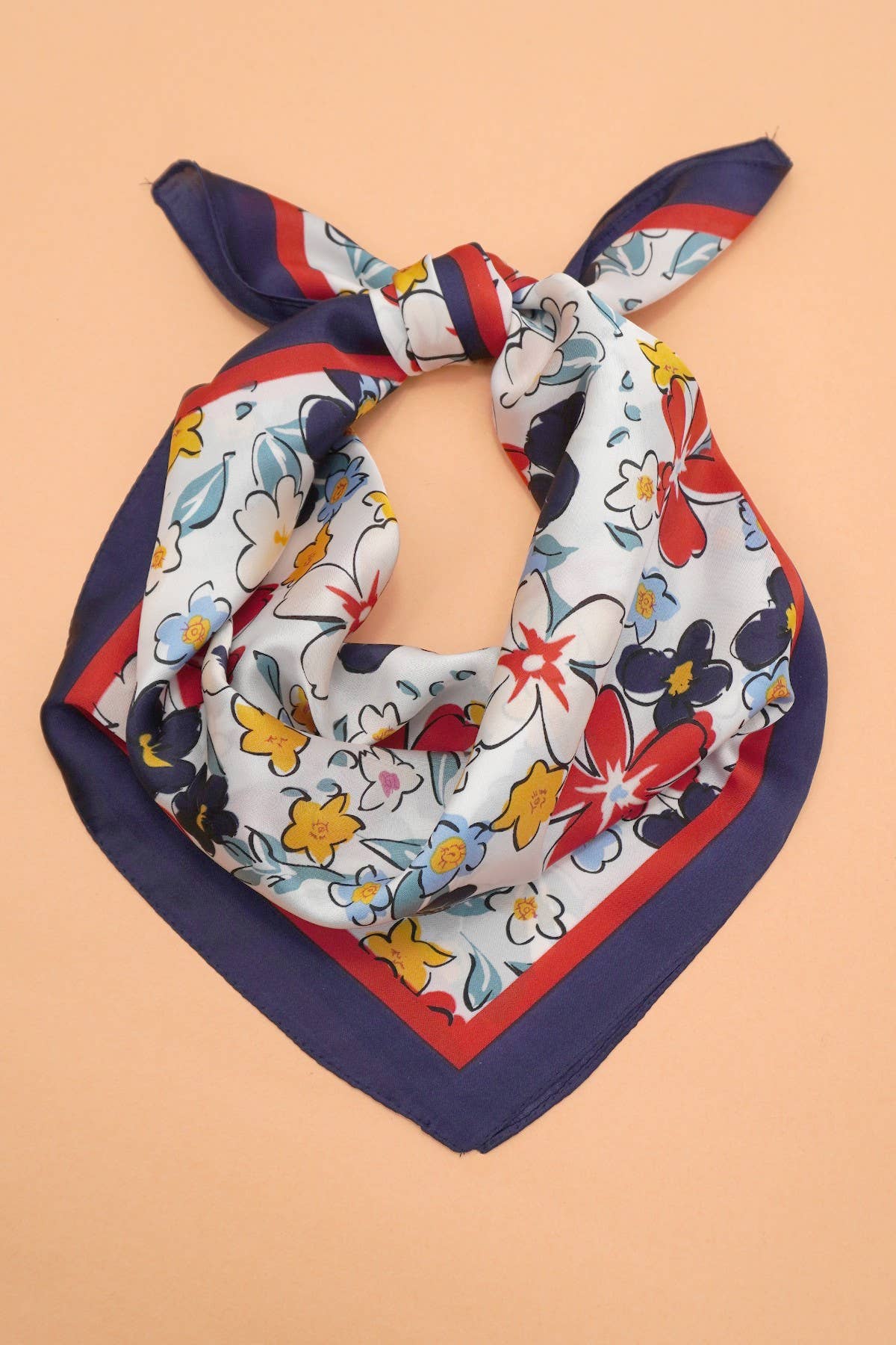 Navy Floral Print Bandana Scarf