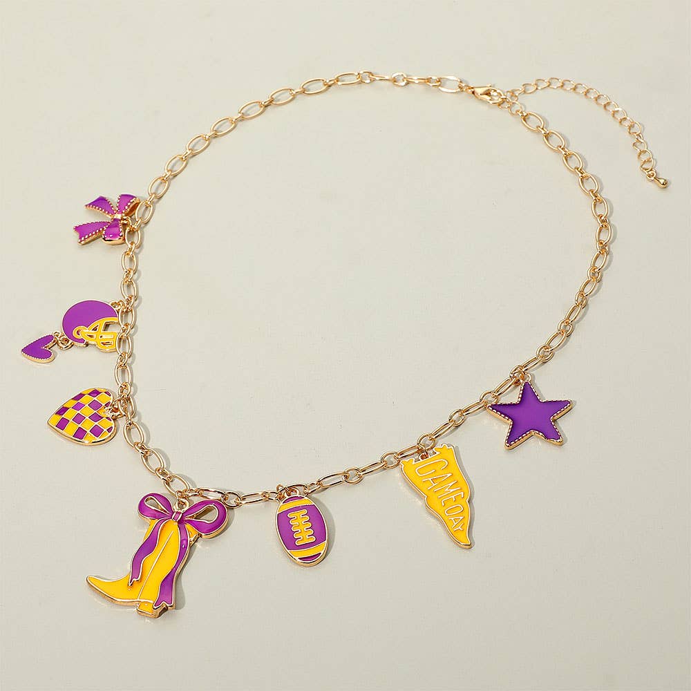 Game Day Football Theme Charm Station Necklace
