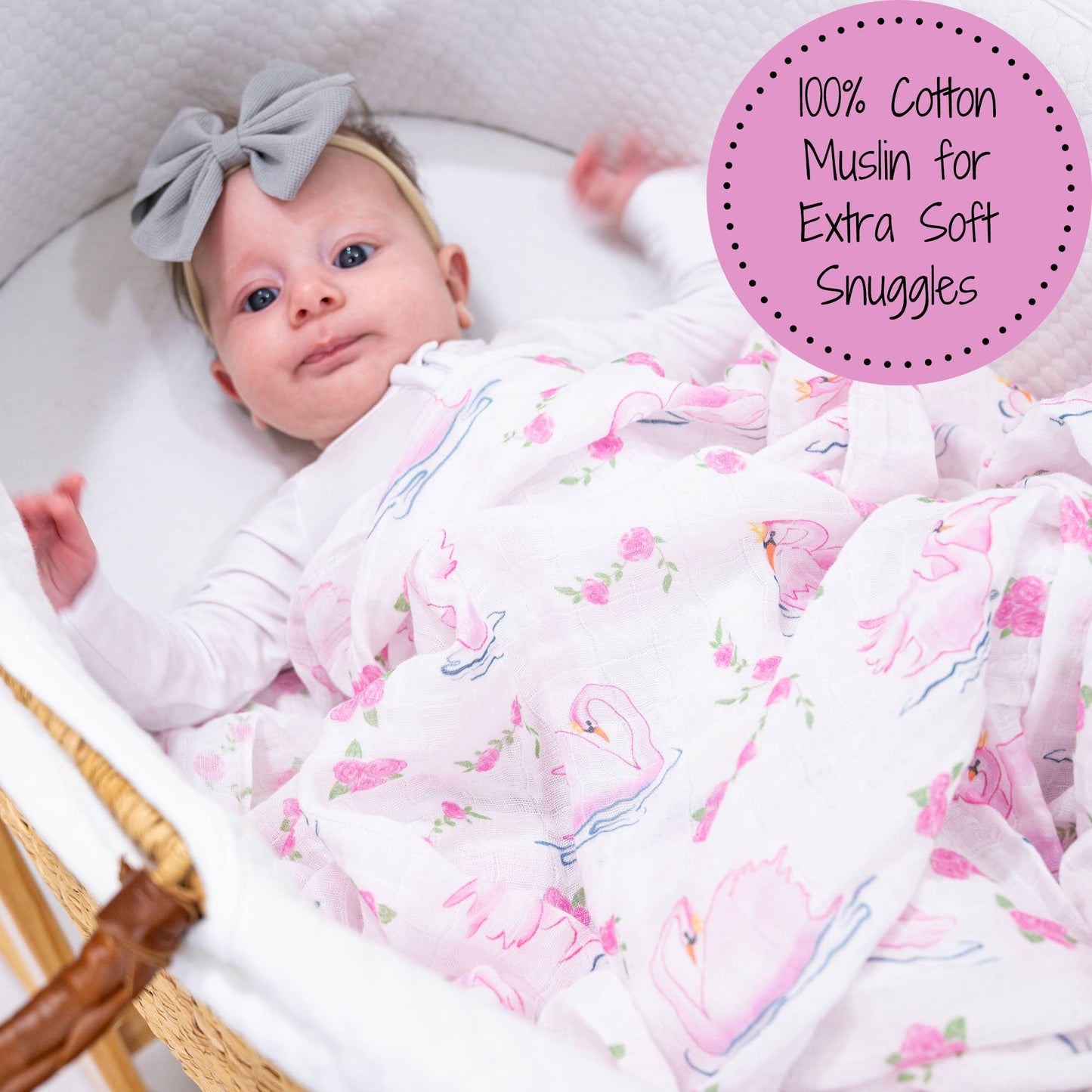 Beautiful Swan Baby Muslin Swaddle Blanket