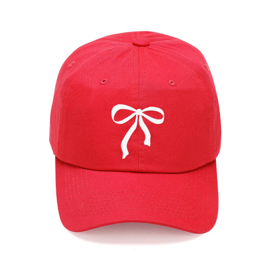 Red Bow Embroidered Cap