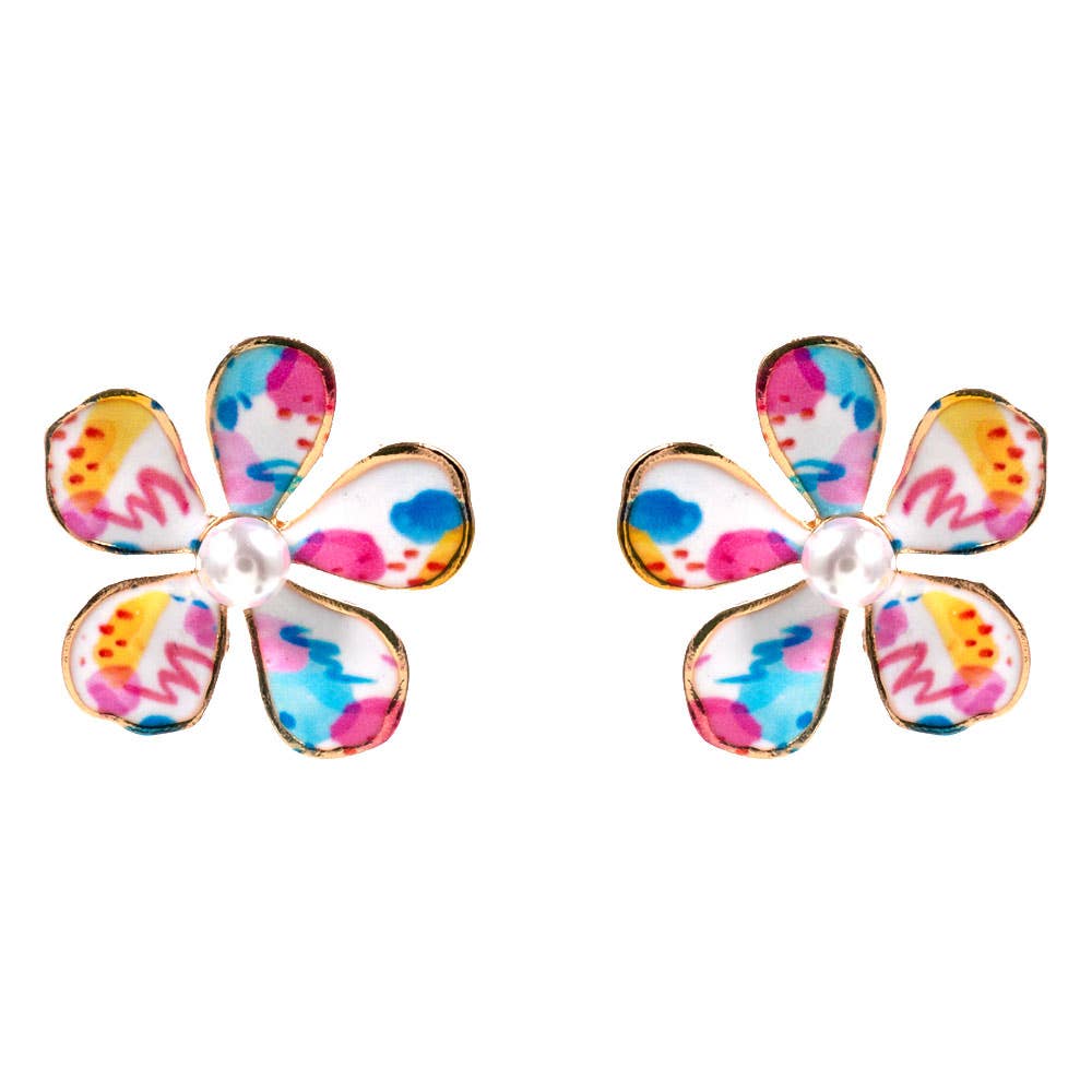 Floral Petal Pearl Center Earrings