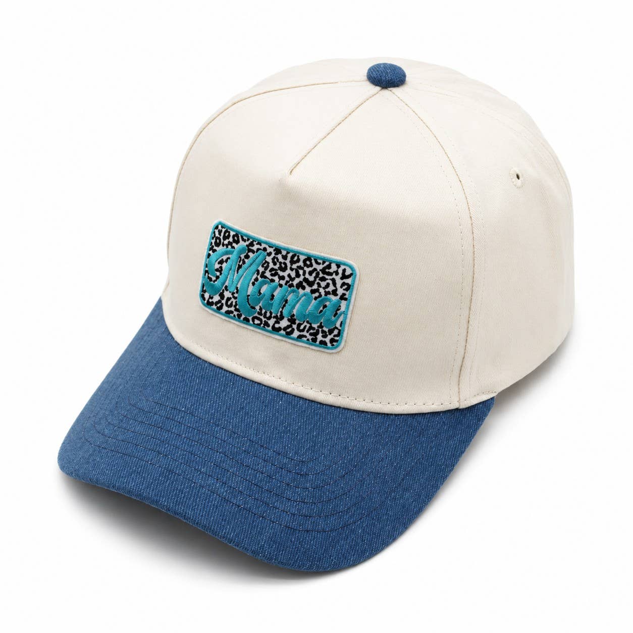Mama Embroidered Leopard Patch Trucker Hat