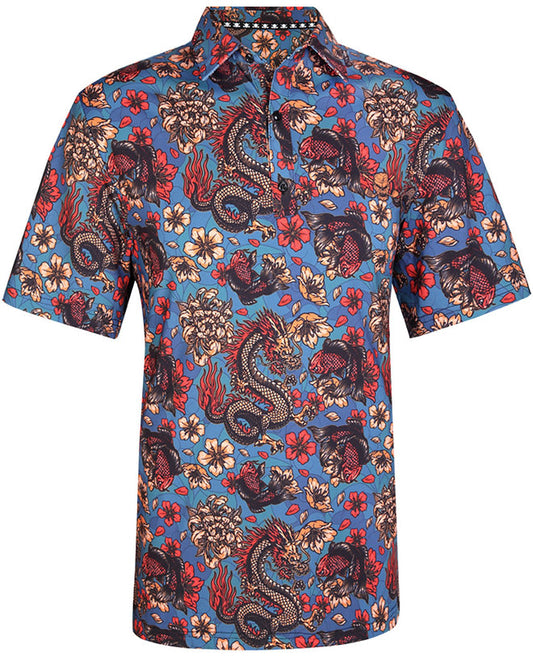 Dragon vs Koi Cool-Stretch Men's Golf Shirt