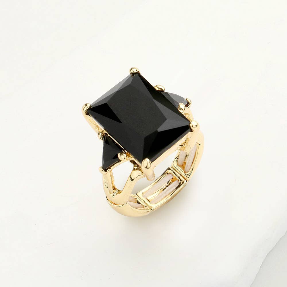 Statement Rectangle Crystal Stretch Ring
