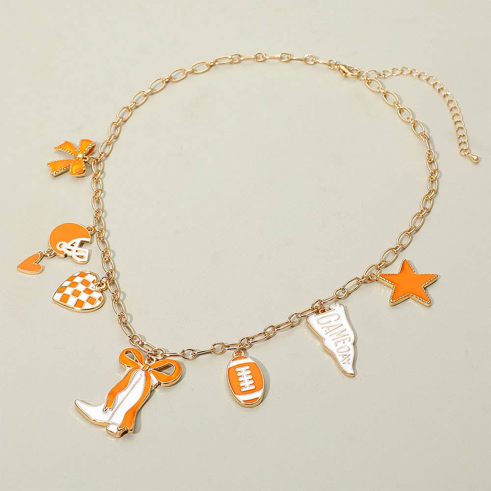 Game Day Football Theme Charm Station Necklace