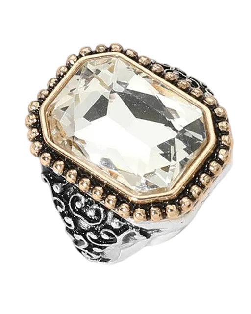 Rectangle Clear Stone Stretch Ring