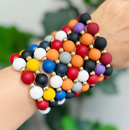 Game Day Ball Bead Stretch Bracelets