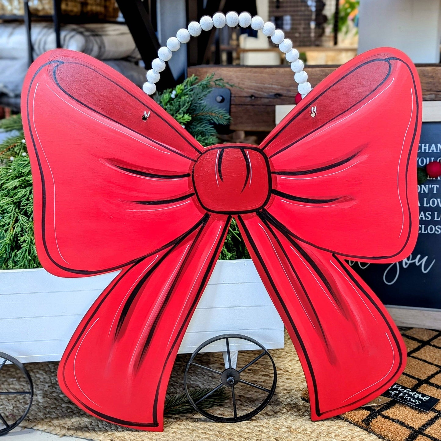 Red Bow Door Hanger