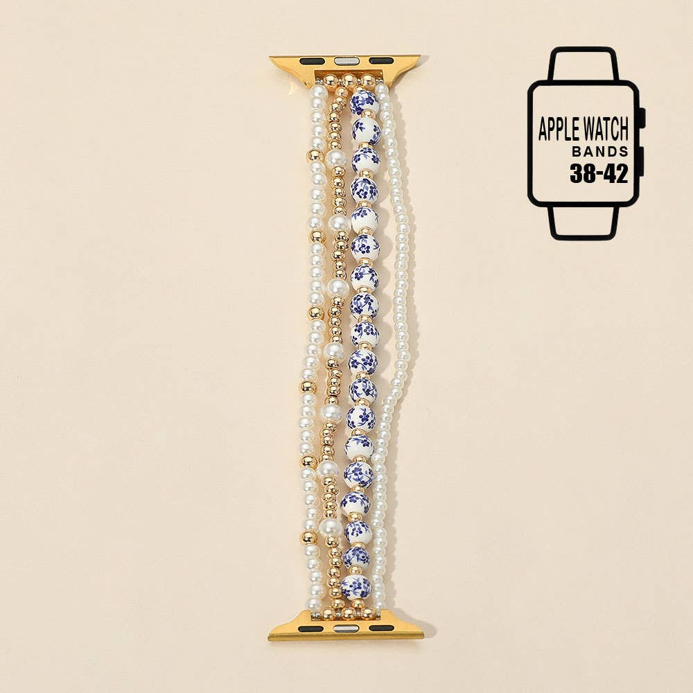 Floral Ceramic Ball  Multi Layered Apple Watch Band