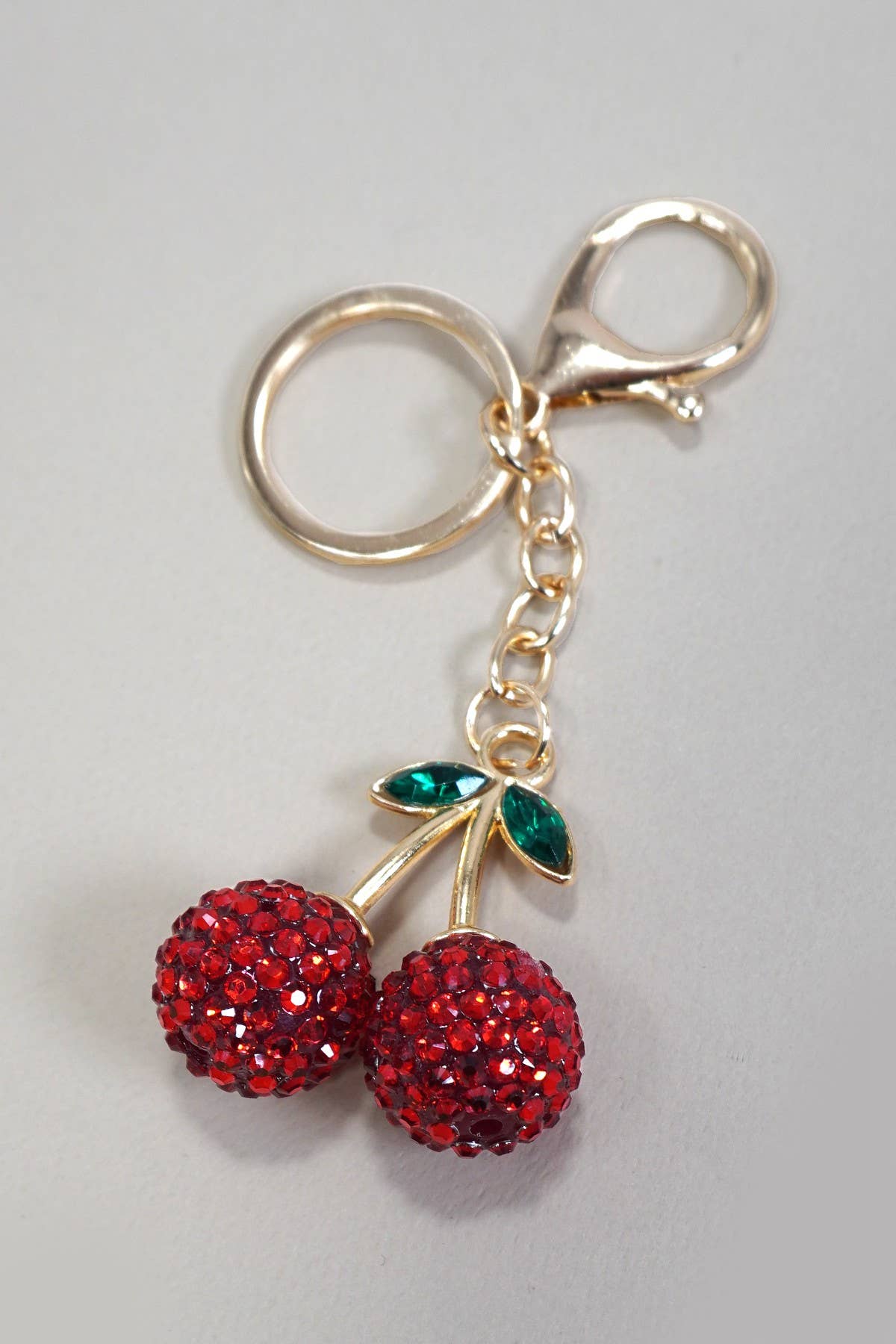 Rhinestone Cherry Keychain