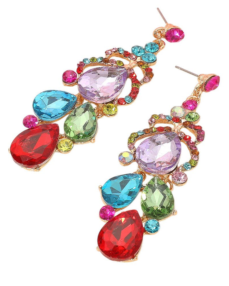 Teardrop Colorful Chandelier Drop Earrings