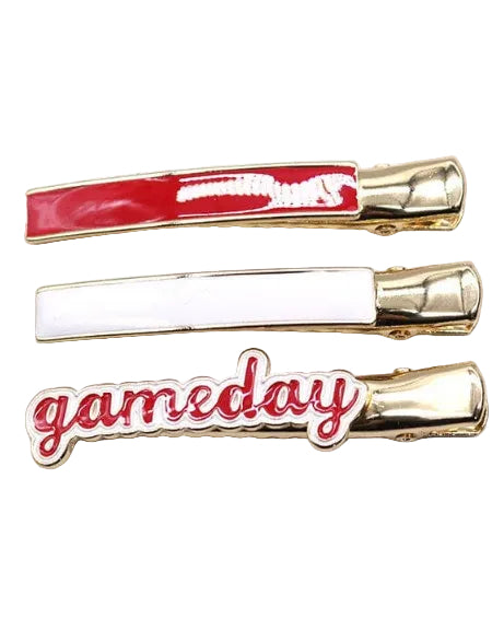 Red & White Game Day 3 Piece Hairclip Set