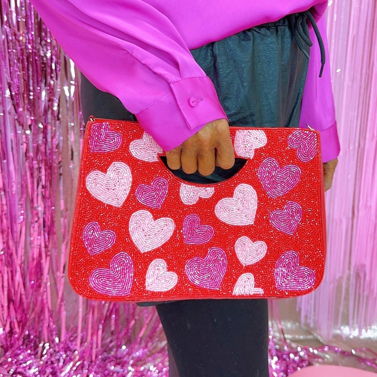 Love Me Beaded Heart Purse