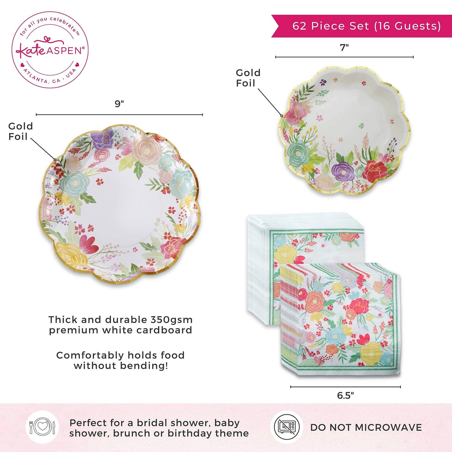 Garden Blooms 16 Guests Party Tableware Set