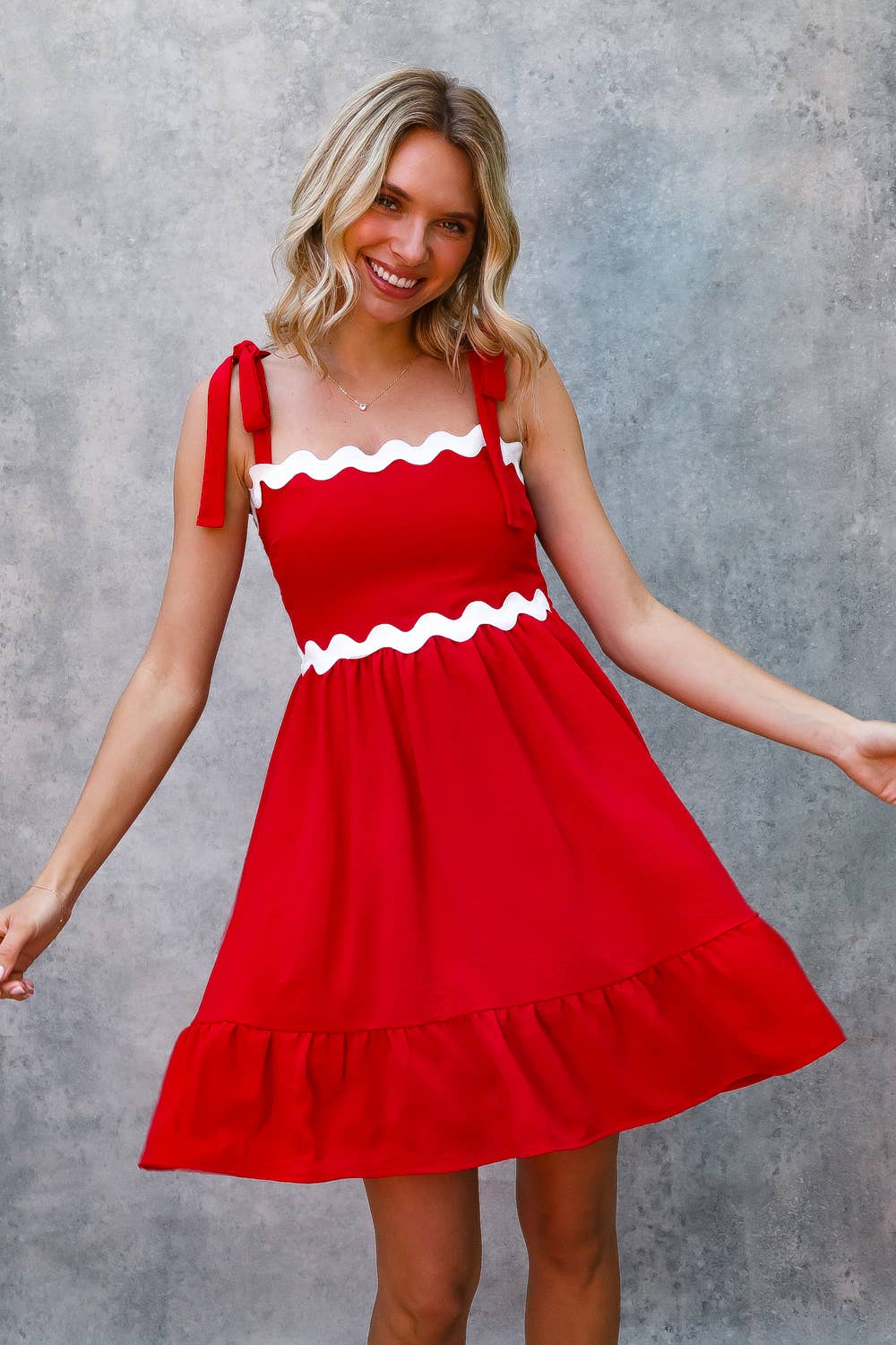 Game Day Red RicRac Dress