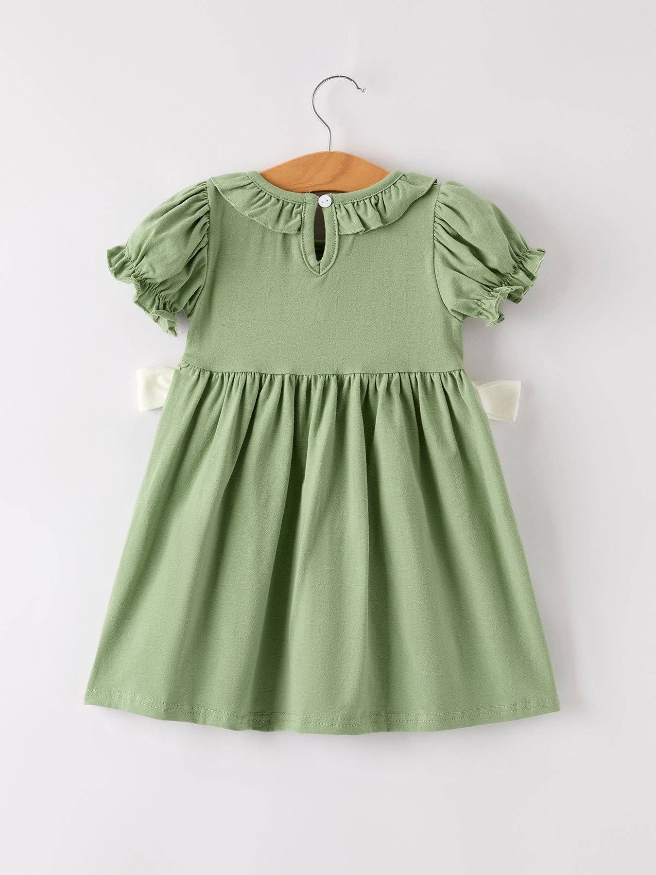 Thanksgiving Smock Embroidered Green Dress