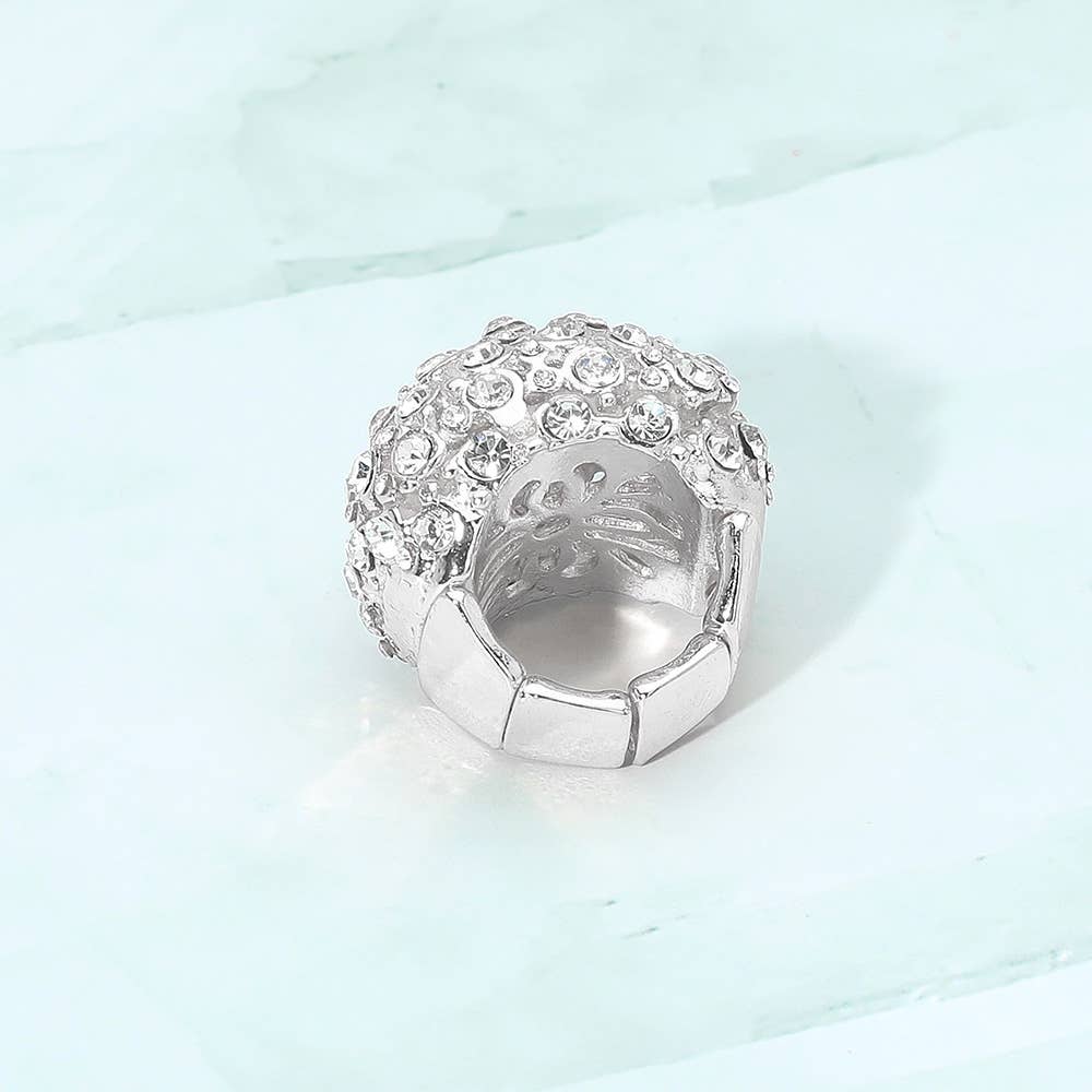 Rhinestone Paved Dome Stretch Statement Rings