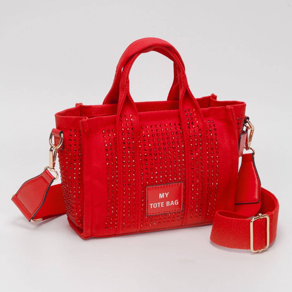 Rhinestone Studded Top Handle Crossbody Bag