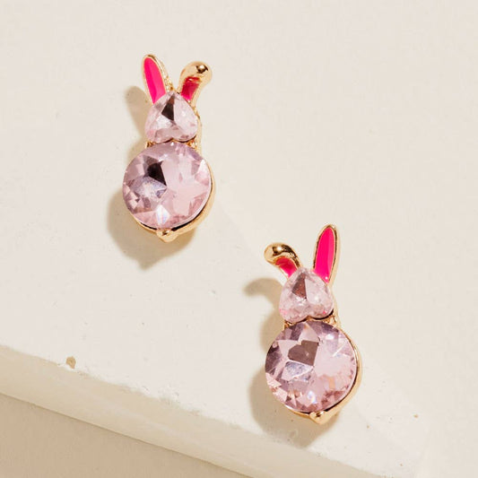 Pink Pearly Easter Bunny Stud Earrings