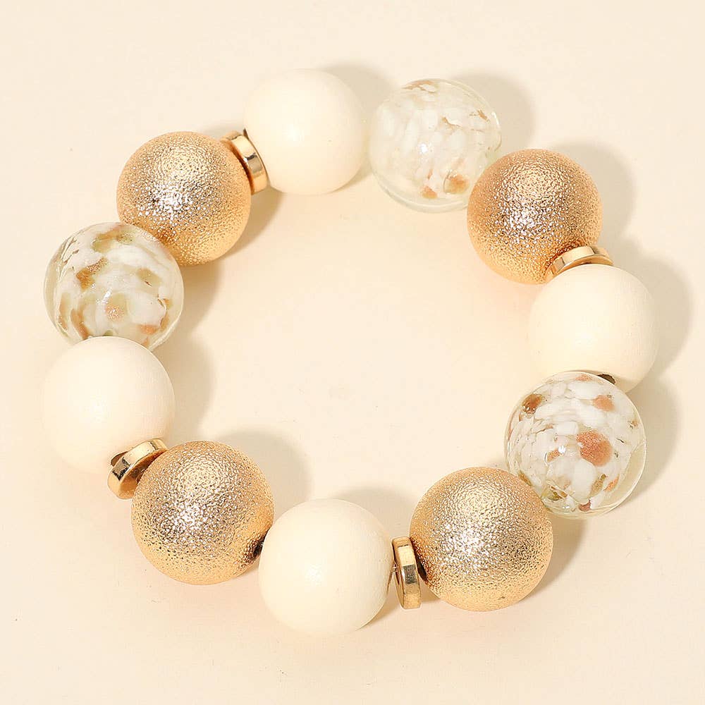 Textured Metal Beaded Stretch Bracelet