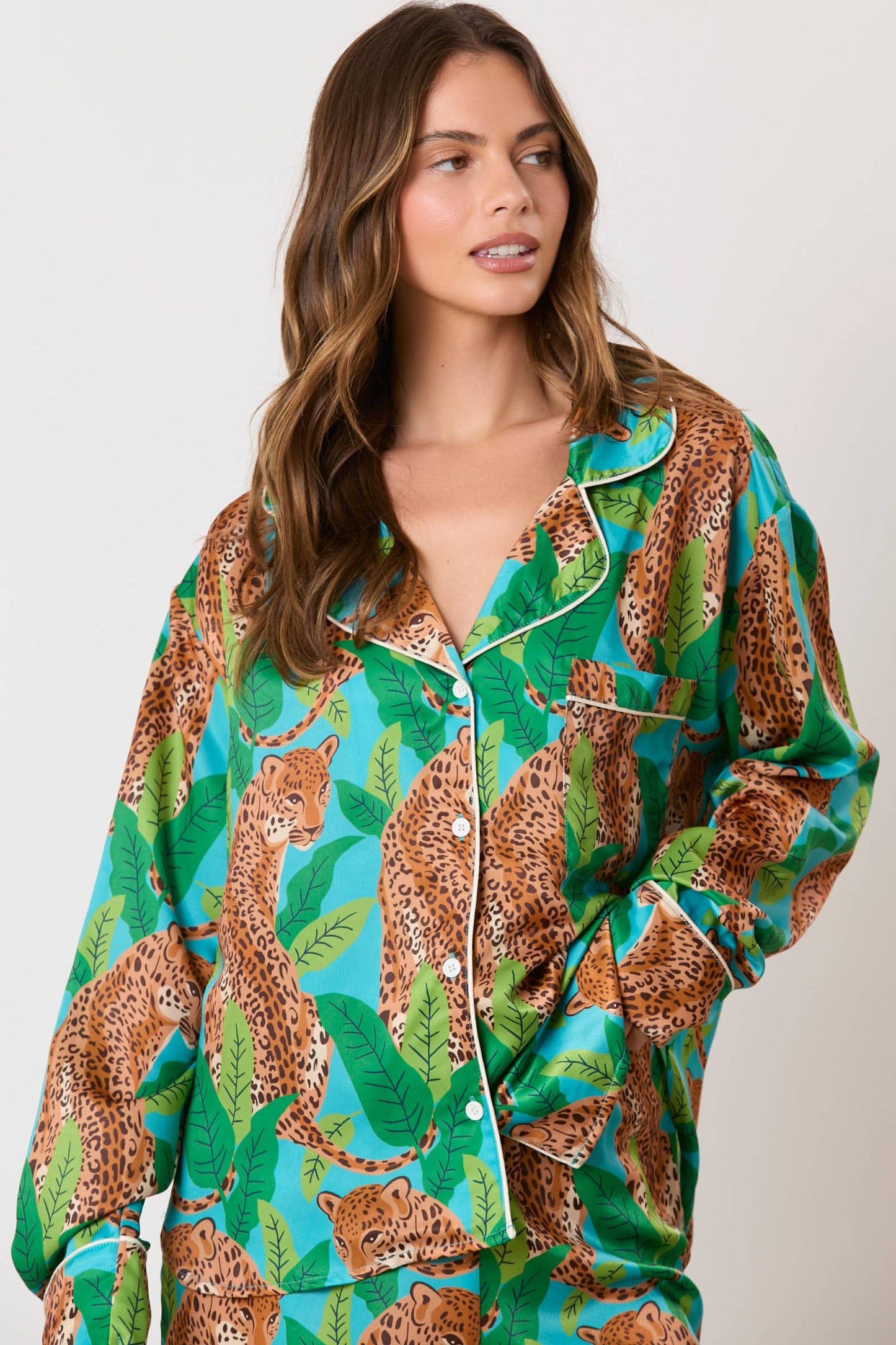 Cheetah Print Pajama Top