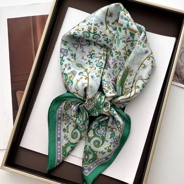 Emerald Paisley Silk-Feel Scarf