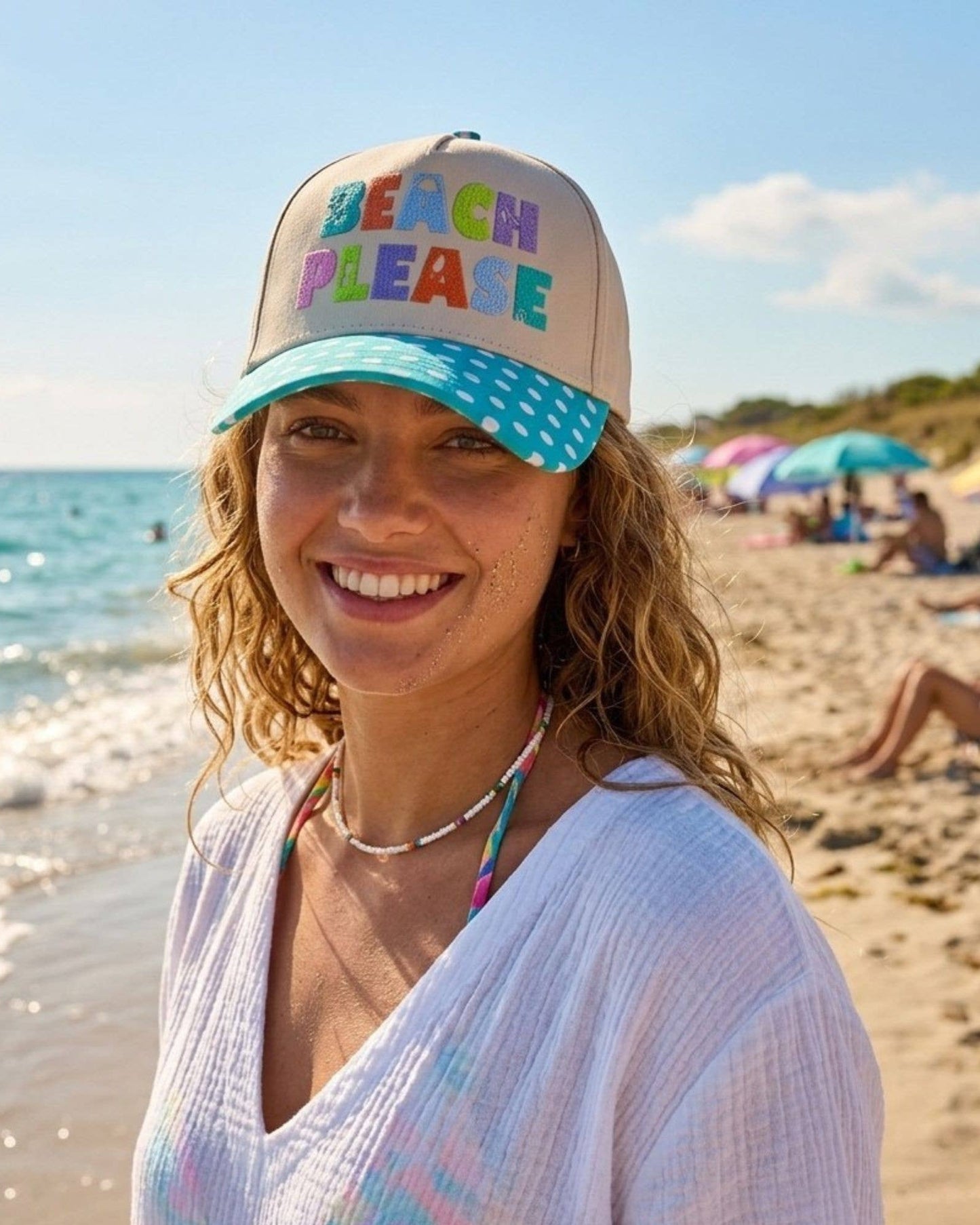 Beach Please Embroidered Trucker Hat