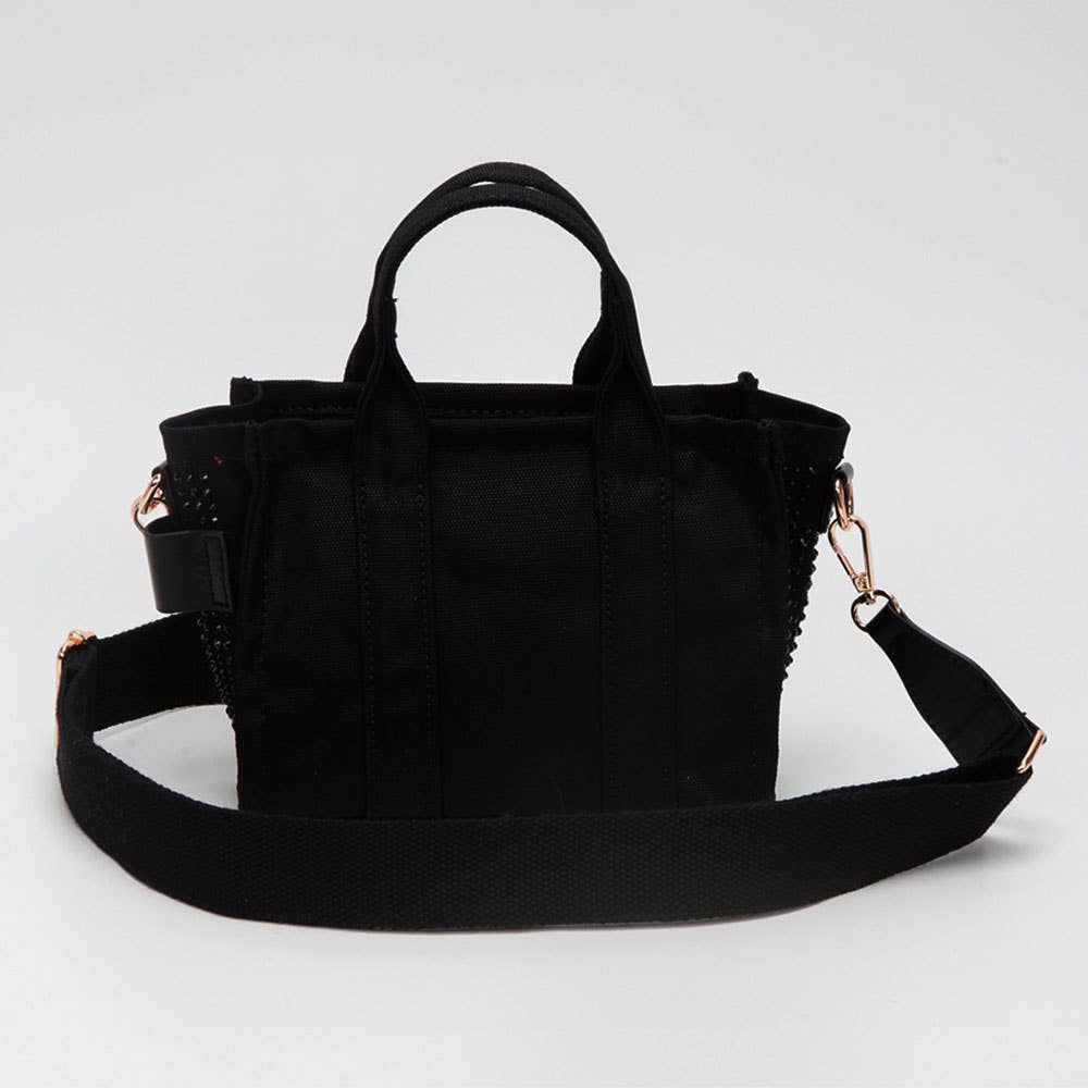 Rhinestone Studded Top Handle Crossbody Bag